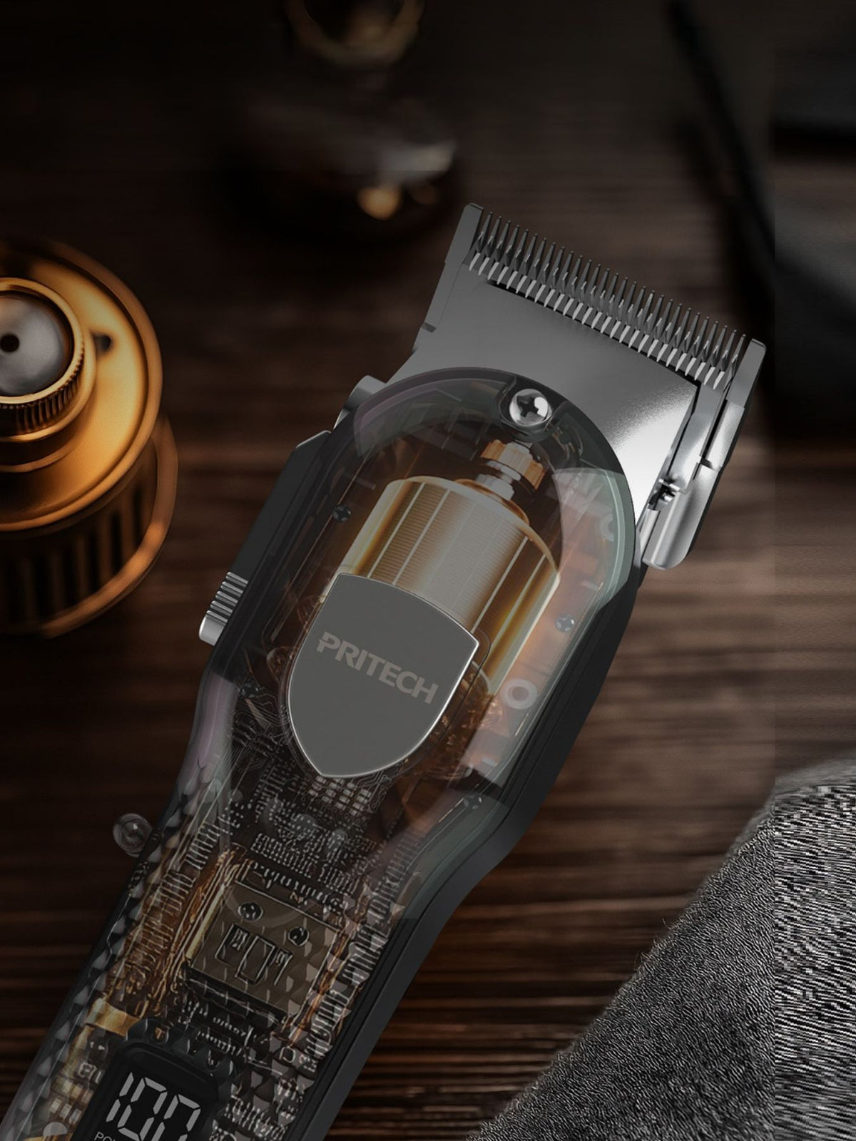 Cordless hair clipper held in hand