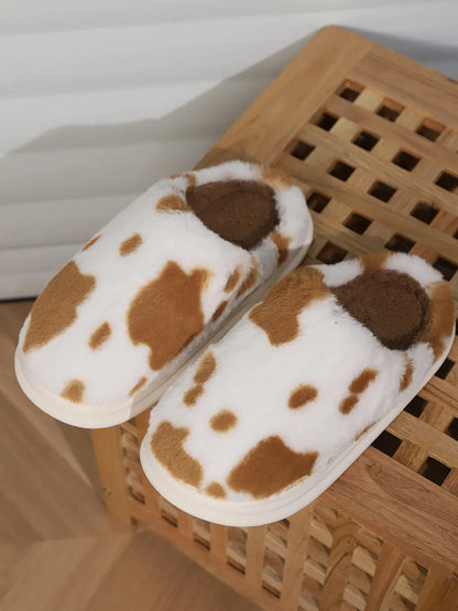 Animal Print Faux Fur Slippers - Fashorio