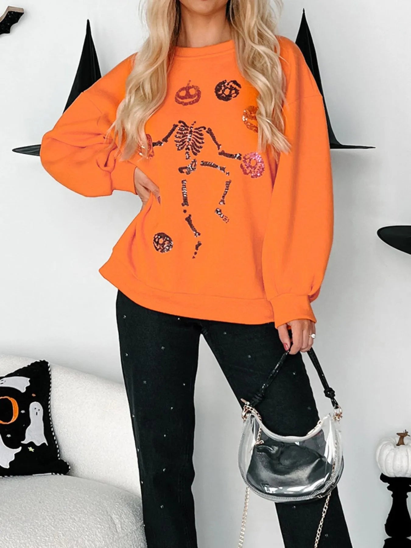Halloween Skeleton Pumpkin Sweatshirt - Fashorio