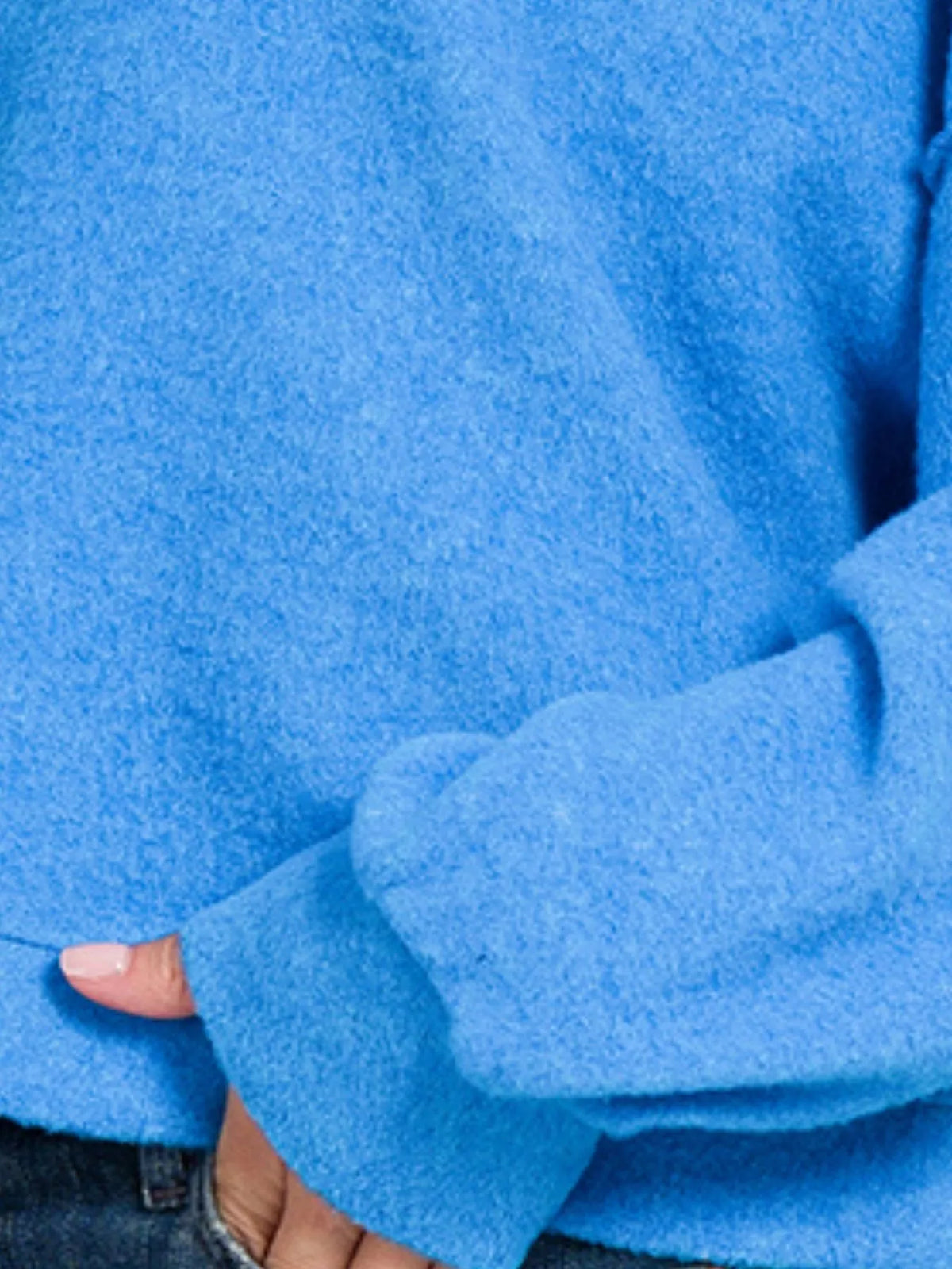 Brushed Melange Hacci Cropped Sweater in Ocean Blue side view