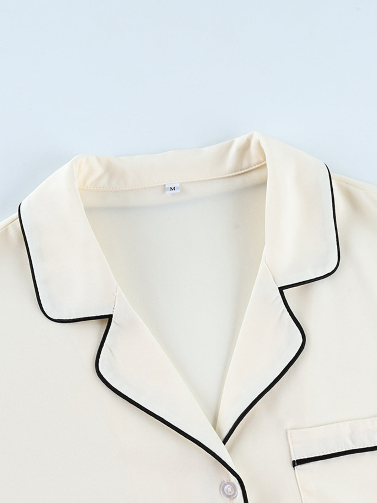 Contrast Trim Button Up Top and Pants Lounge Set, view 6