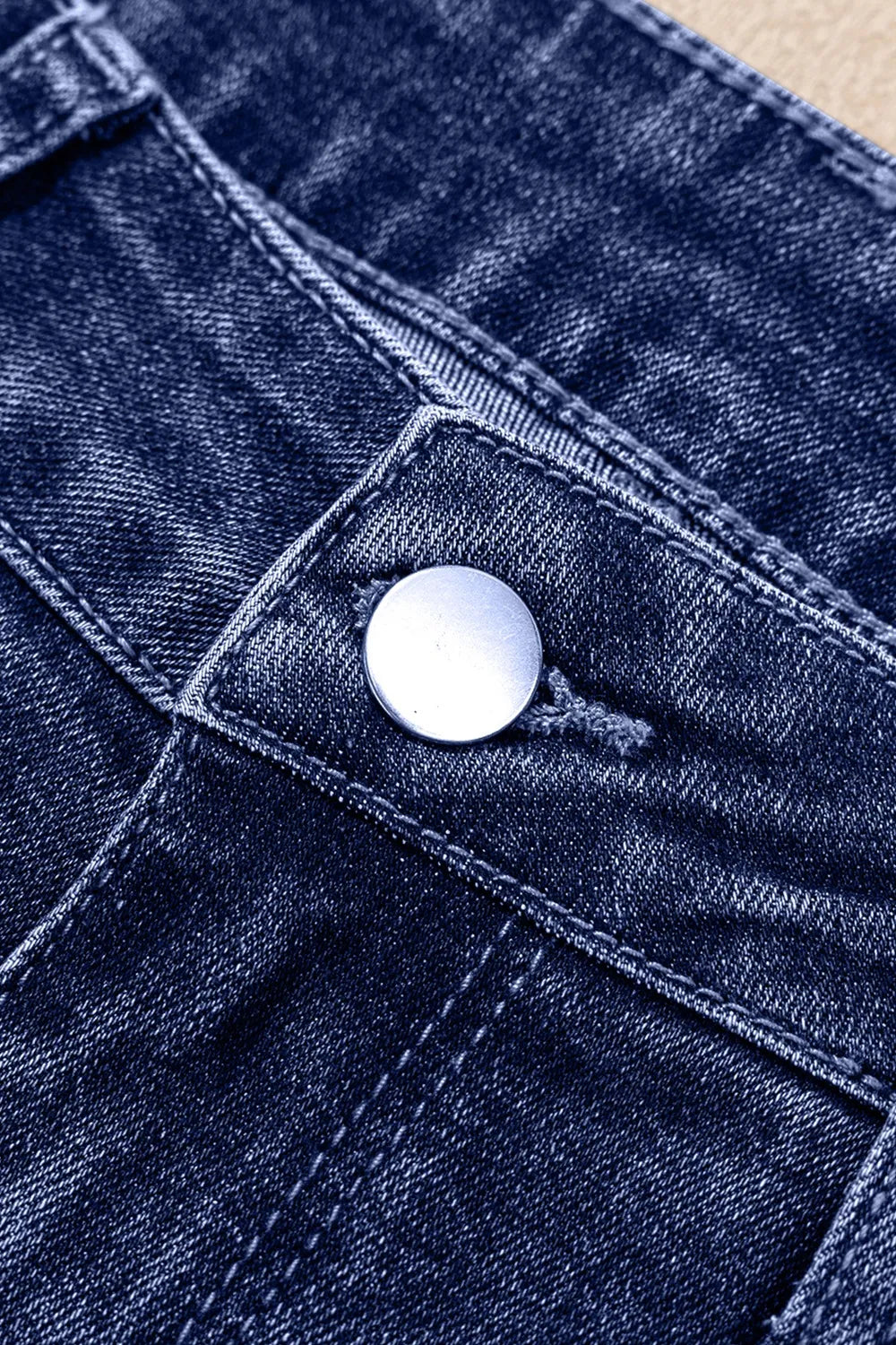 Folded Cuff Distressed Straight Jeans, view 9
