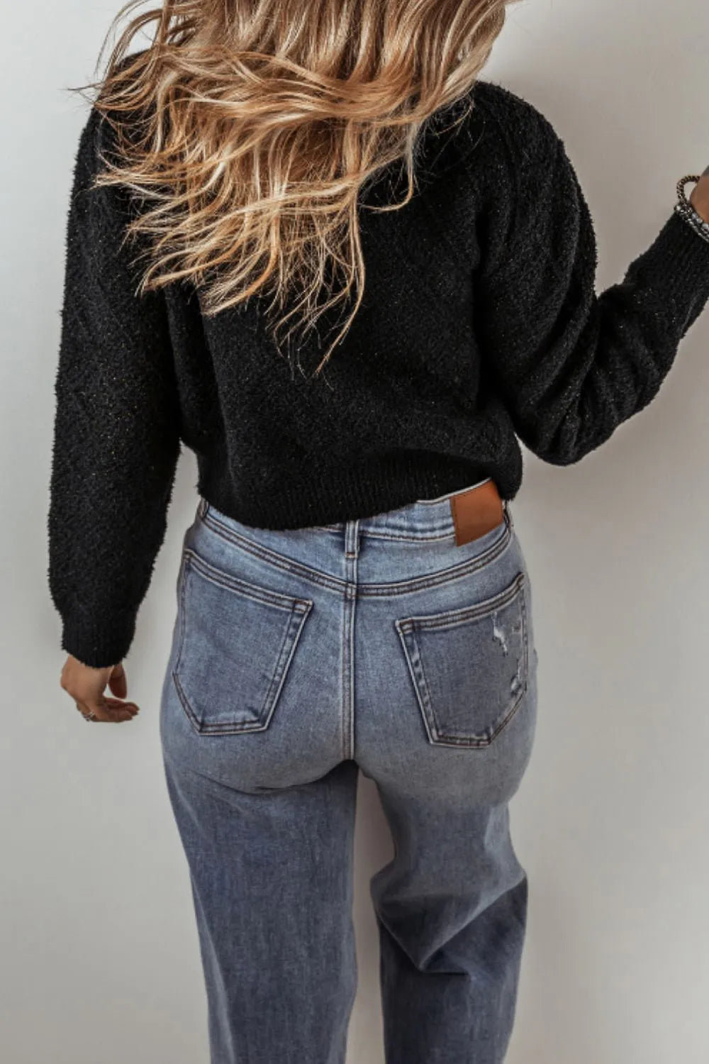 Round Neck Button Up Long Sleeve Cardigan - Fashorio