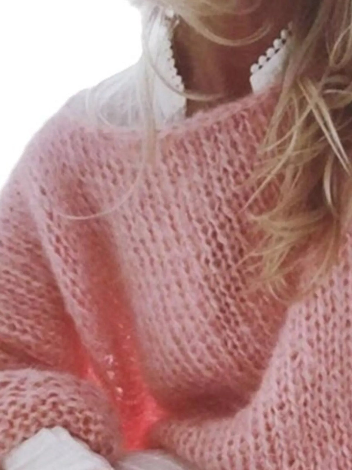 fuzzy round neck sweater pink styled look