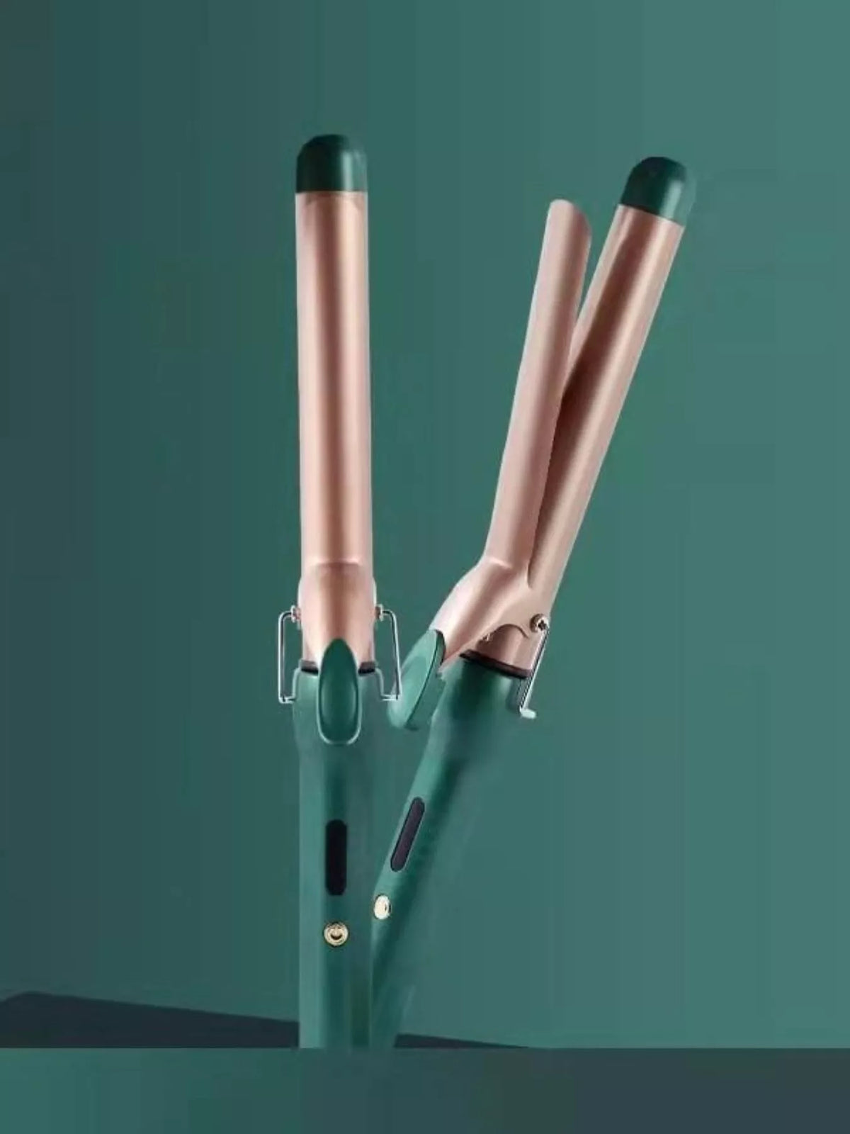 Curling iron wand held in hand