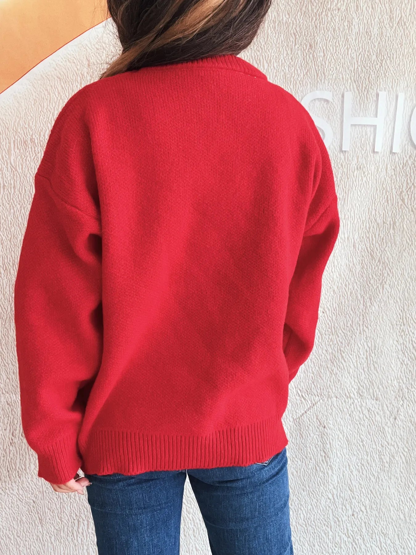 Cherry Round Neck Long Sleeve Sweater - Fashorio