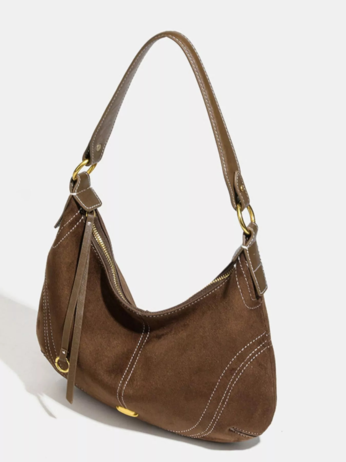 Suede hobo bag back view