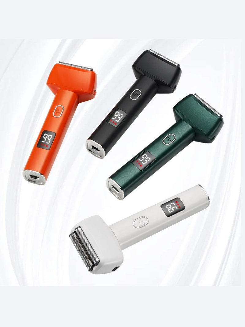 Rechargeable foil shaver with LED display in army green