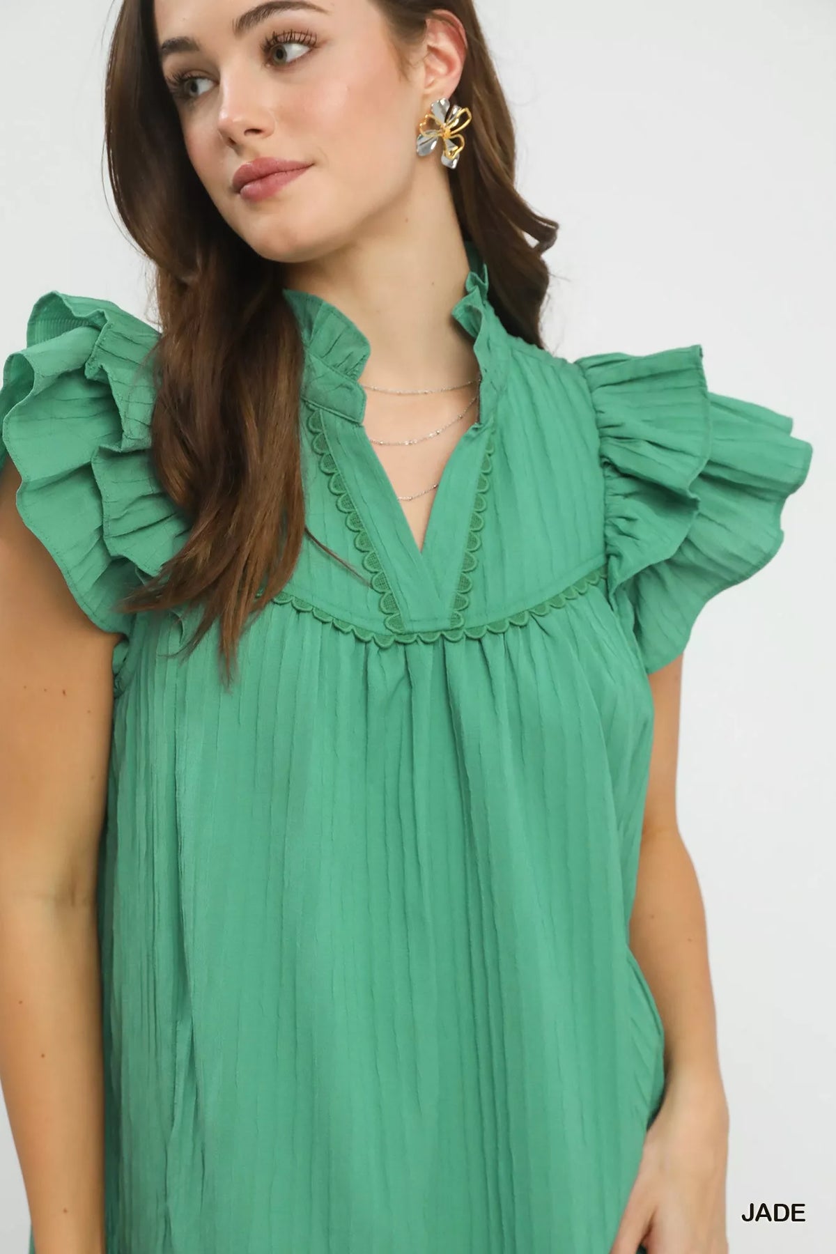 Flutter Sleeve Tiered Dress detail