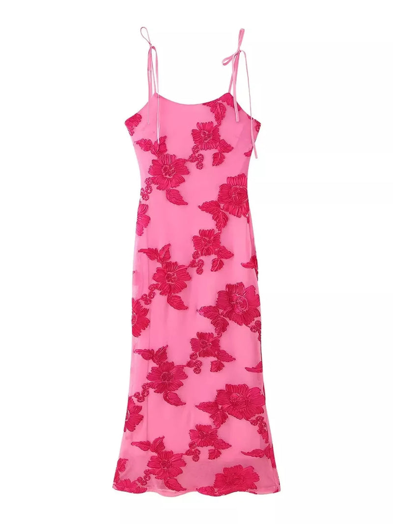 Floral Tie Shoulder Maxi Dress front view