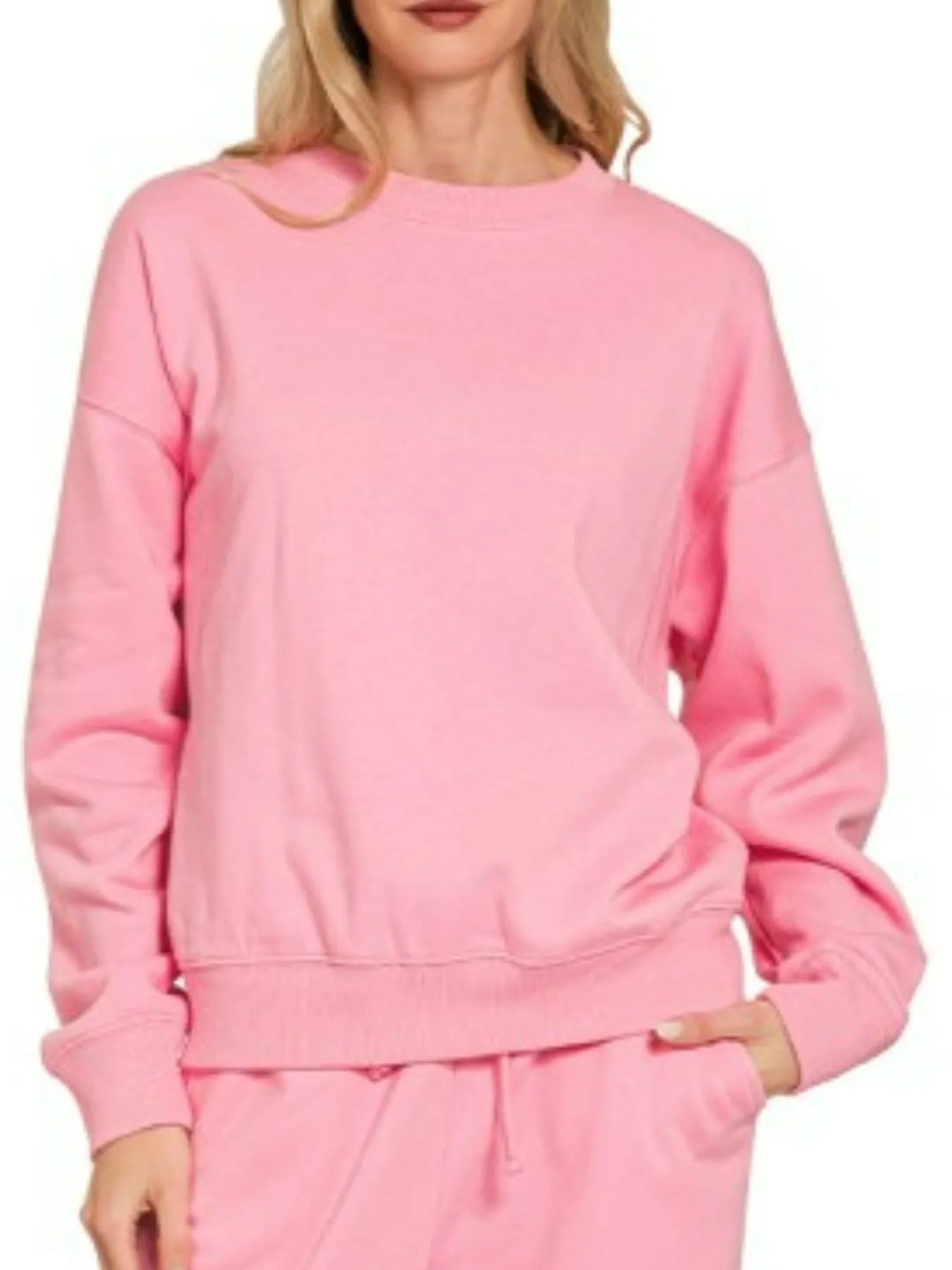 Zenana Fleece Long Sleeve Top and Sweatpants Set - Fashorio
