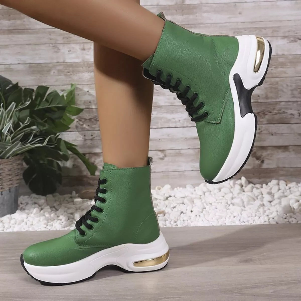Lace up platform ankle boots toe detail