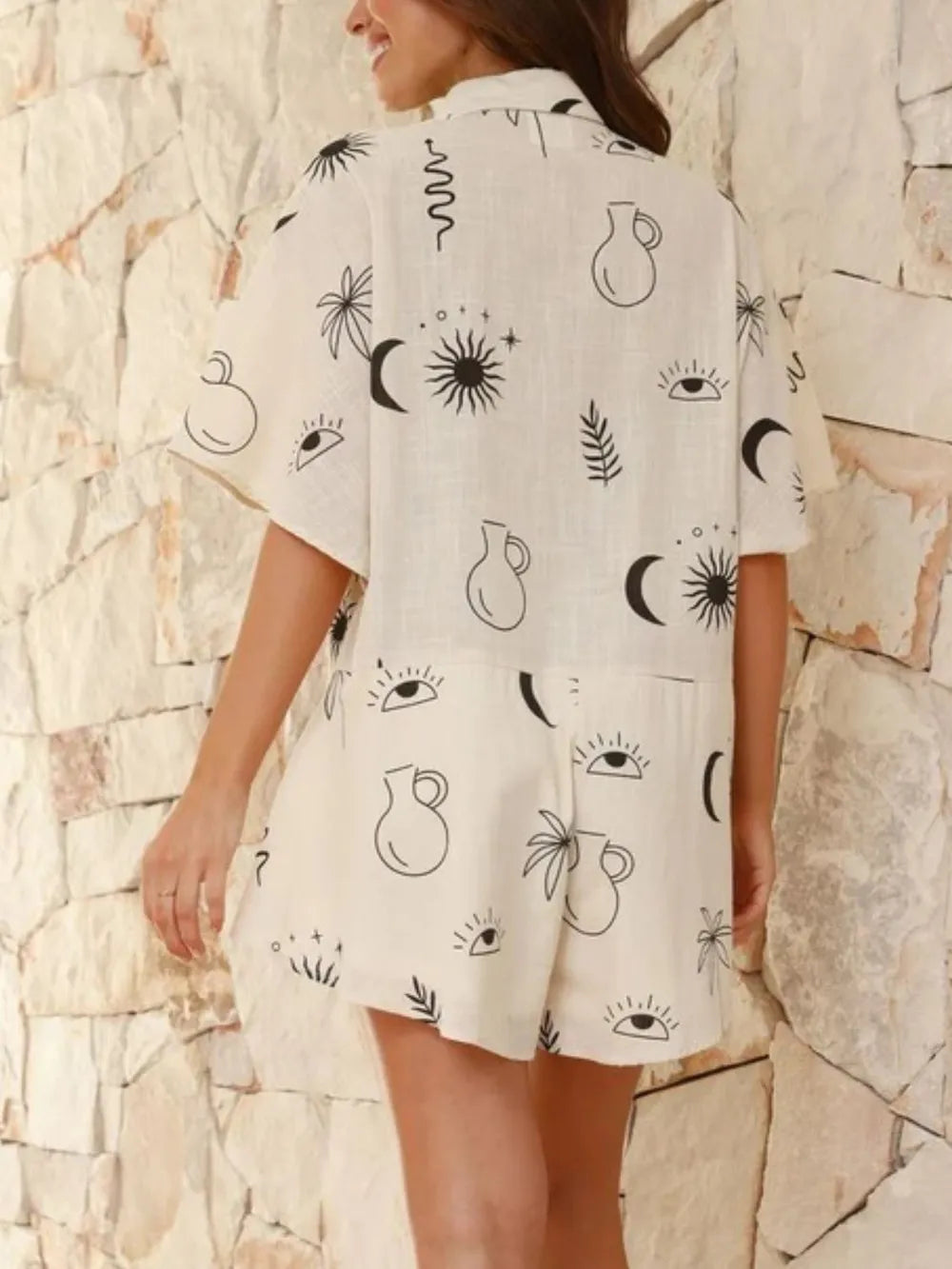 Collared romper button front detail