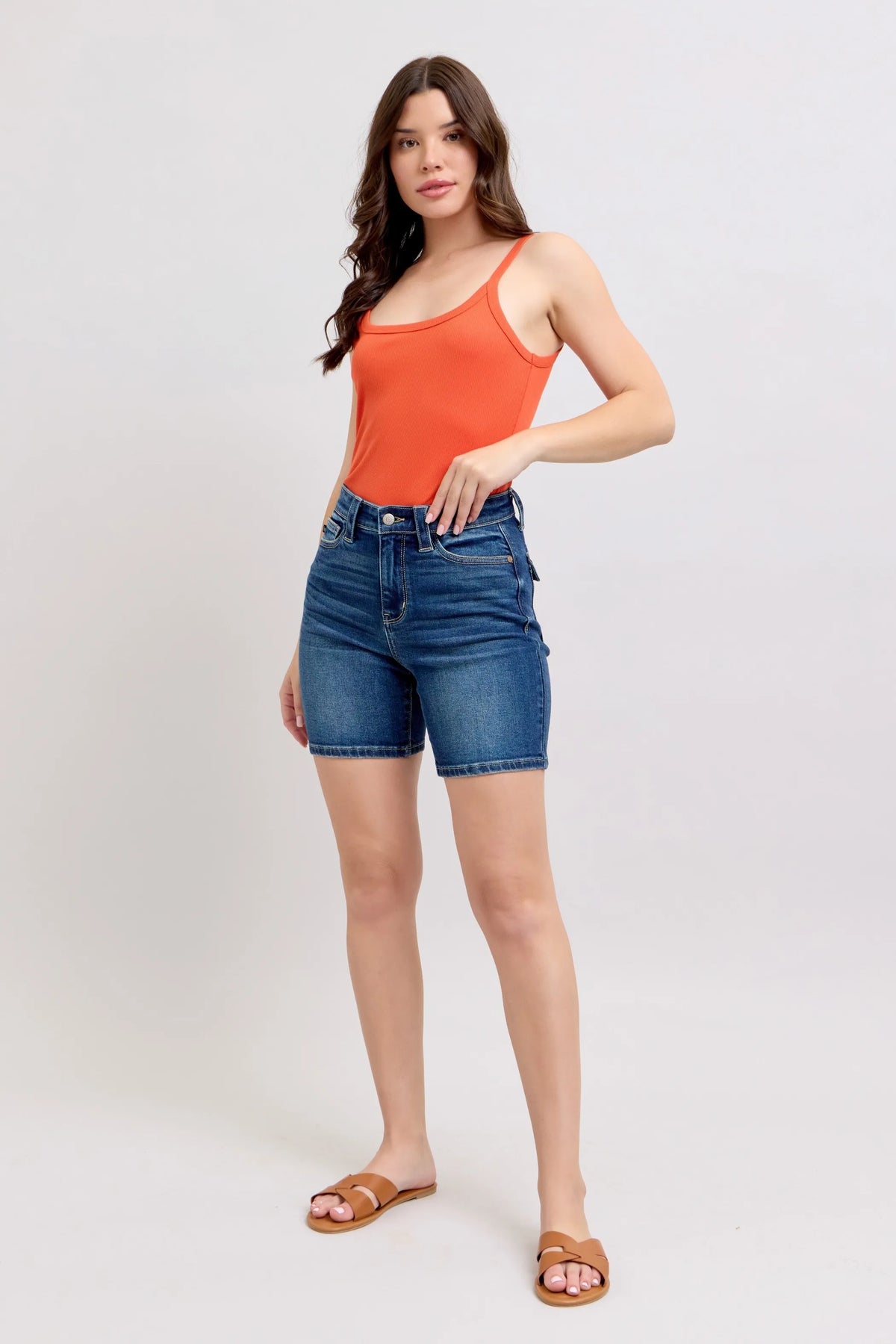 Judy Blue High Waist Bermudas Jeans with Back Flap Pockets view 8