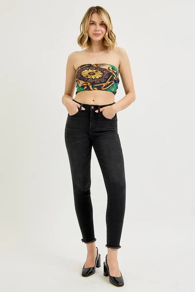 RISEN Full Size Tummy Control High Rise Adjustable Waist Skinny Jeans Plus Size - Fashorio