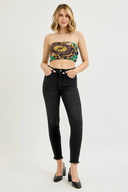 RISEN Full Size Tummy Control High Rise Adjustable Waist Skinny Jeans Plus Size - Fashorio