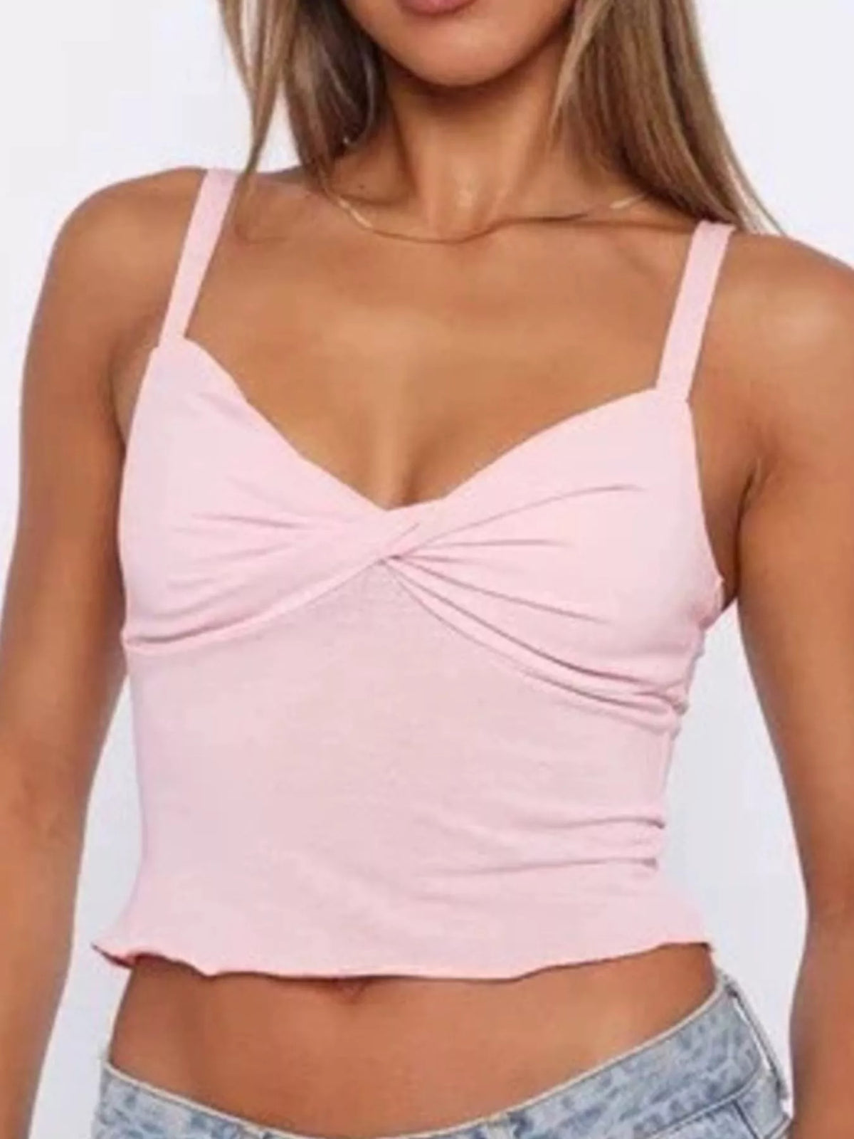 Twist front cropped cami, back view