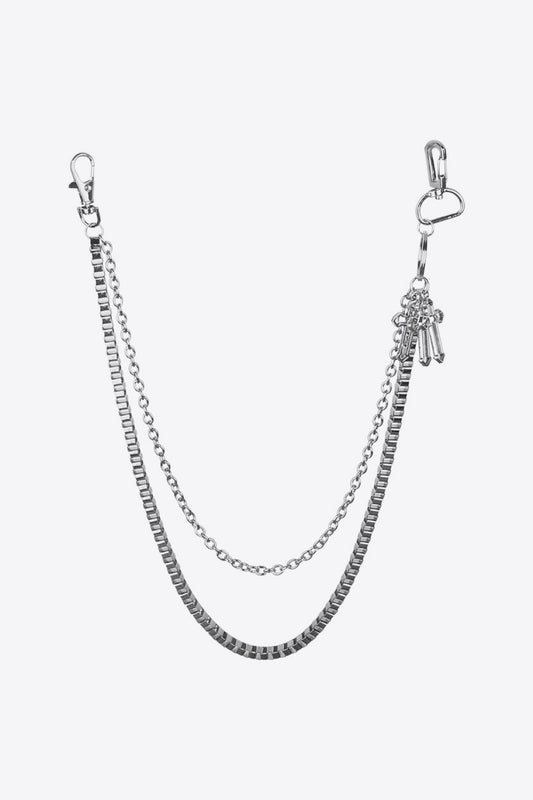 Double-Layered Cross Waist Chain Silver One Size - Fashorio