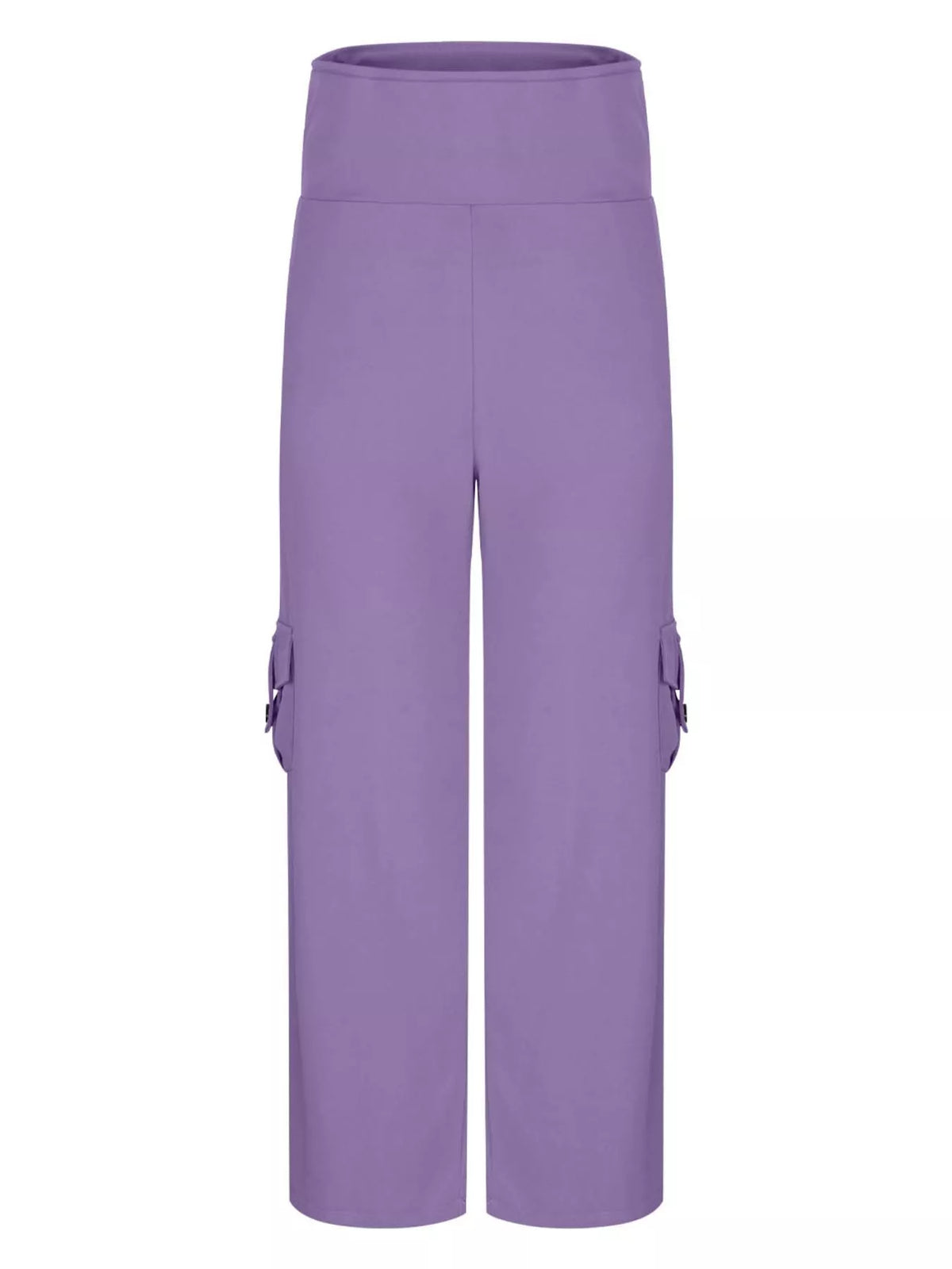 Yoga pants with pockets in blue side view