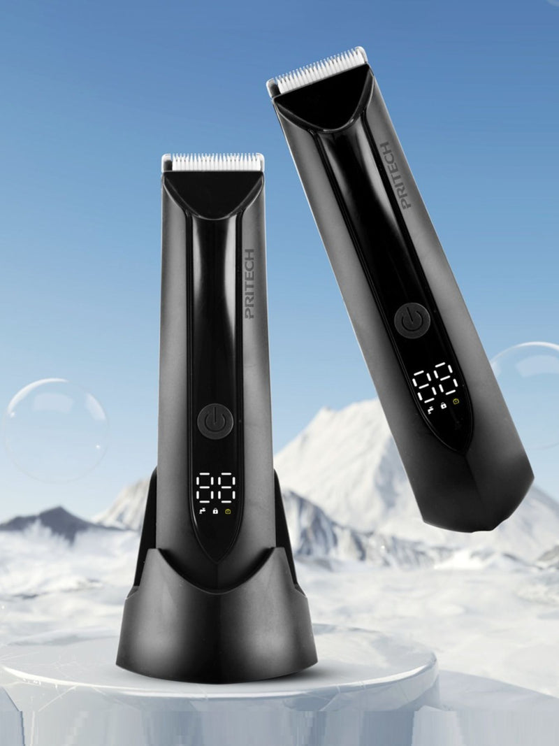 Black electric epilator with LED display front view