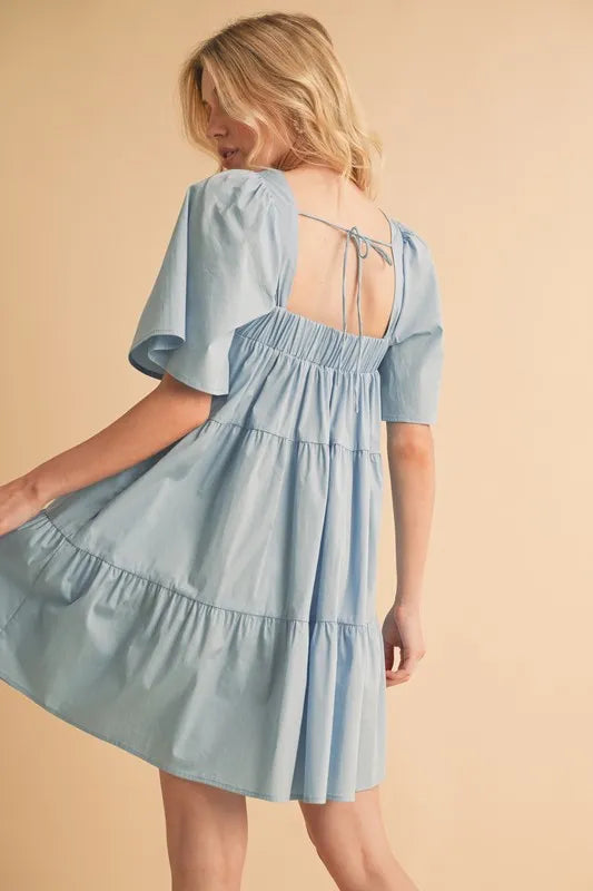 Half sleeve tiered dress full length styled view