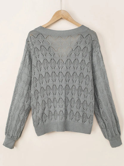 Buttoned Front Openwork Cardigan - Fashorio
