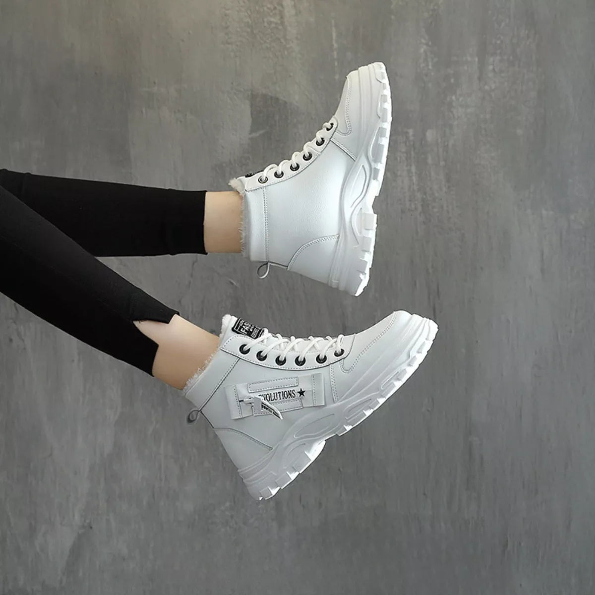 lace up warm ankle boots back view