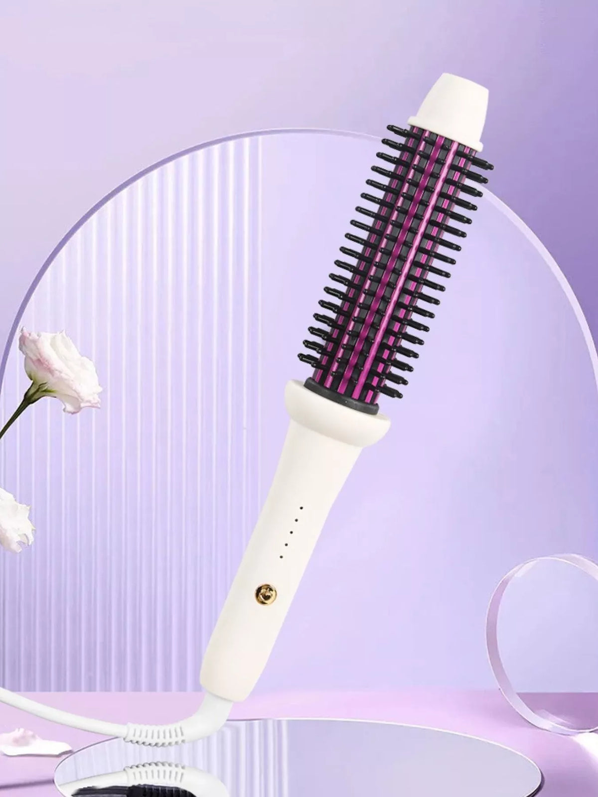 White fast heating curling iron front view