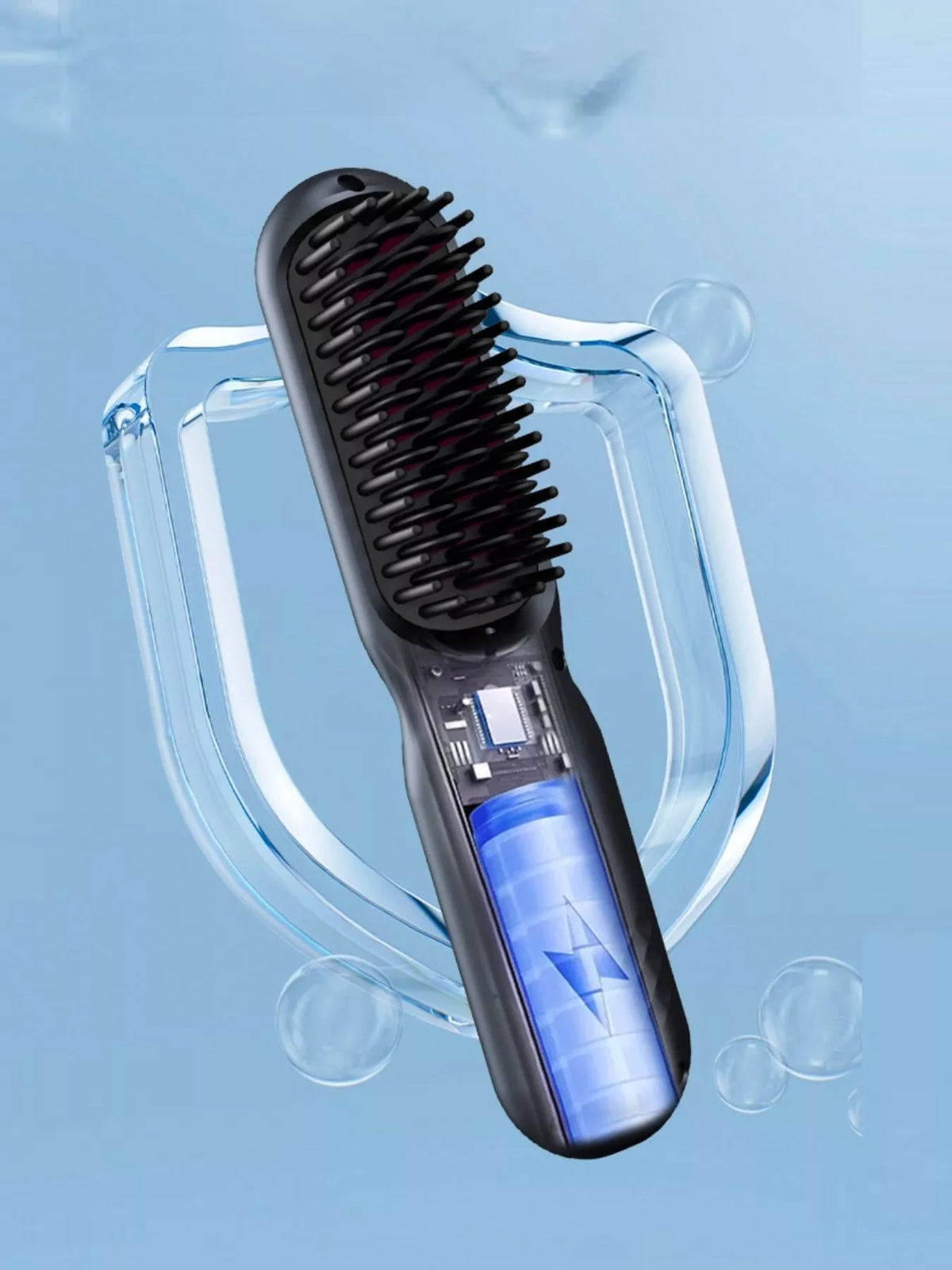 Straightening comb teeth close up