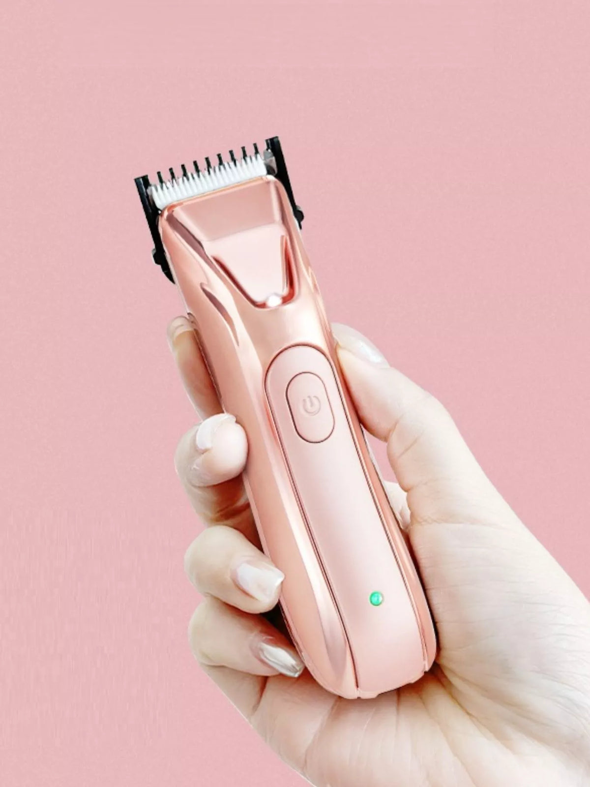 Pale blush portable rechargeable epilator set front view