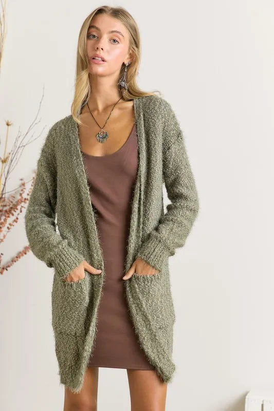 ADORA Comfy Fuzzy Sweater Cardigan - Fashorio