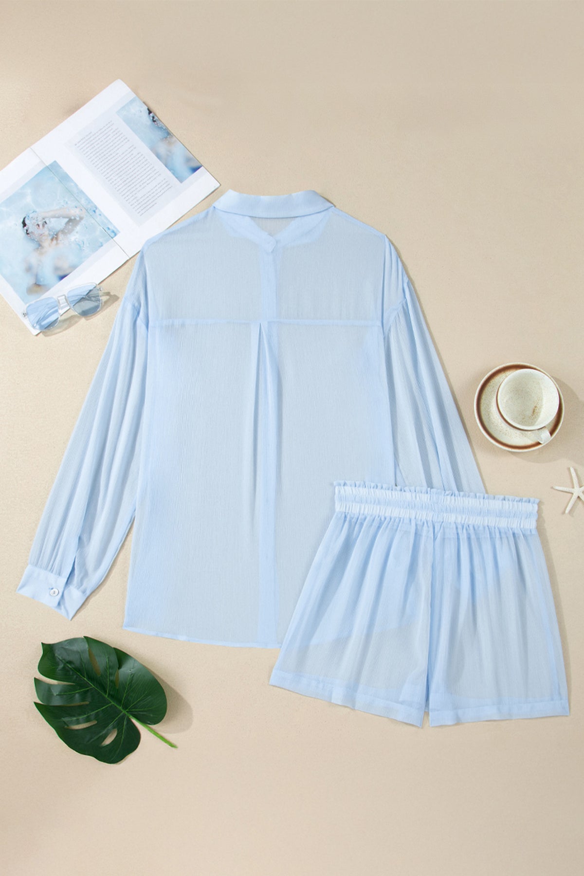 Blue tunic swim cover up back view