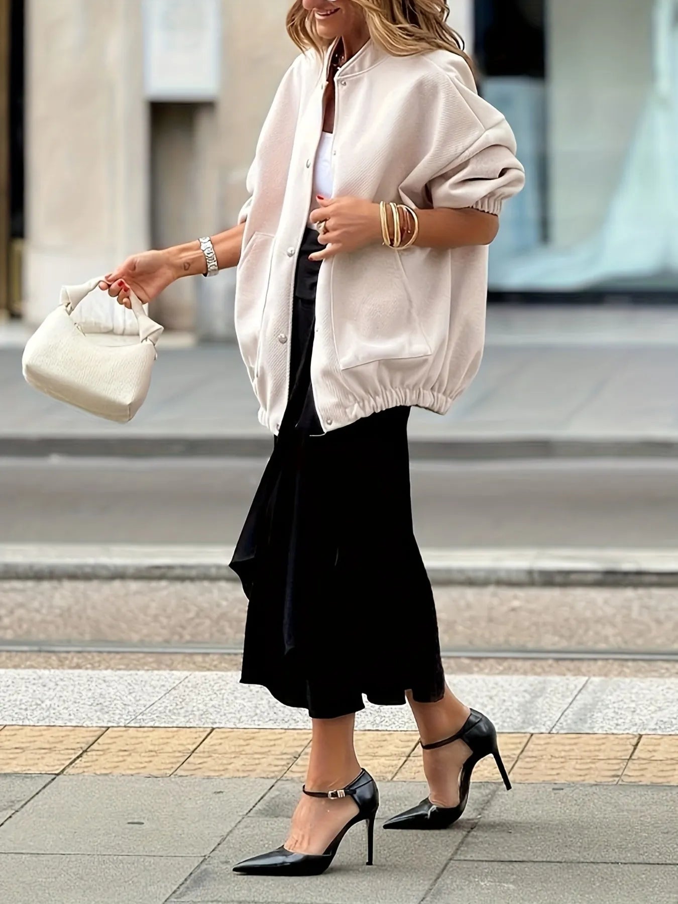 Oversized Button Up Long Sleeve Jacket – Casual Outerwear - Fashorio
