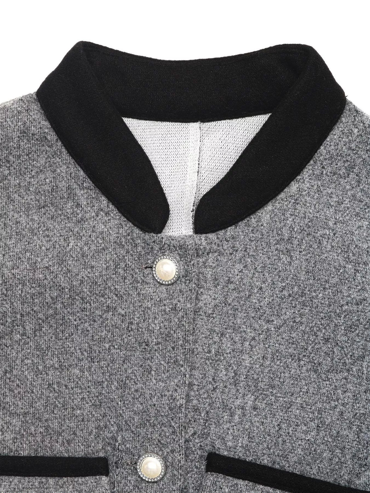 a line long sleeve button down dress in gray styled look
