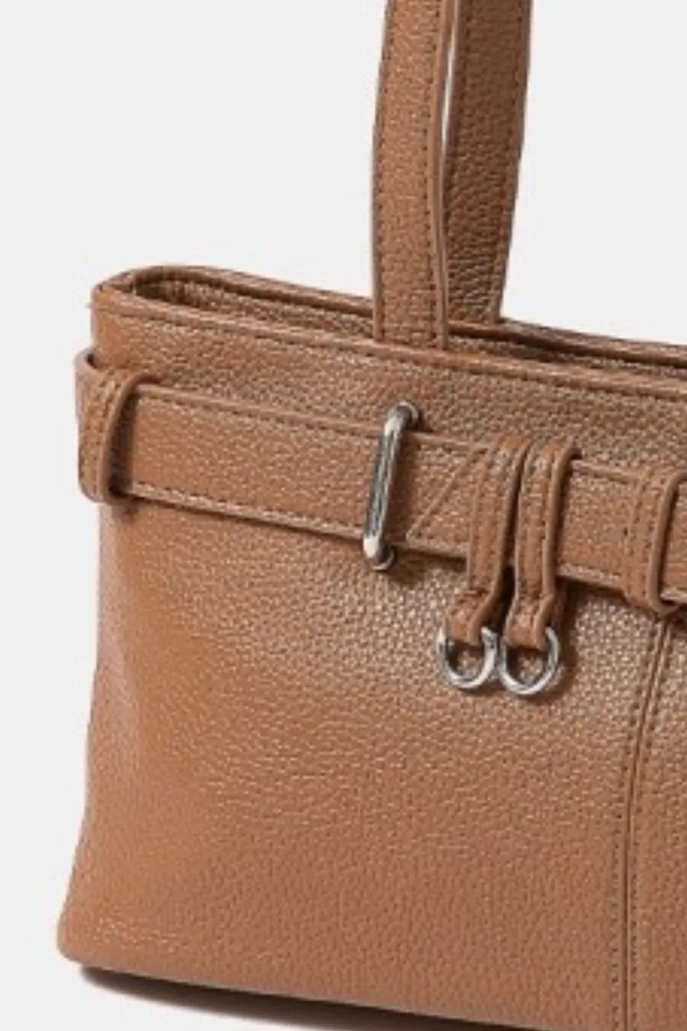 Fame Accessories Bags DBR / One Size Fame Belt Strap Textured Faux Leather Shoulder Bag