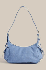 Fame Accessories Bags Dusty Blue / One Size Fame Braided Accent Double Pocket Shoulder Bag