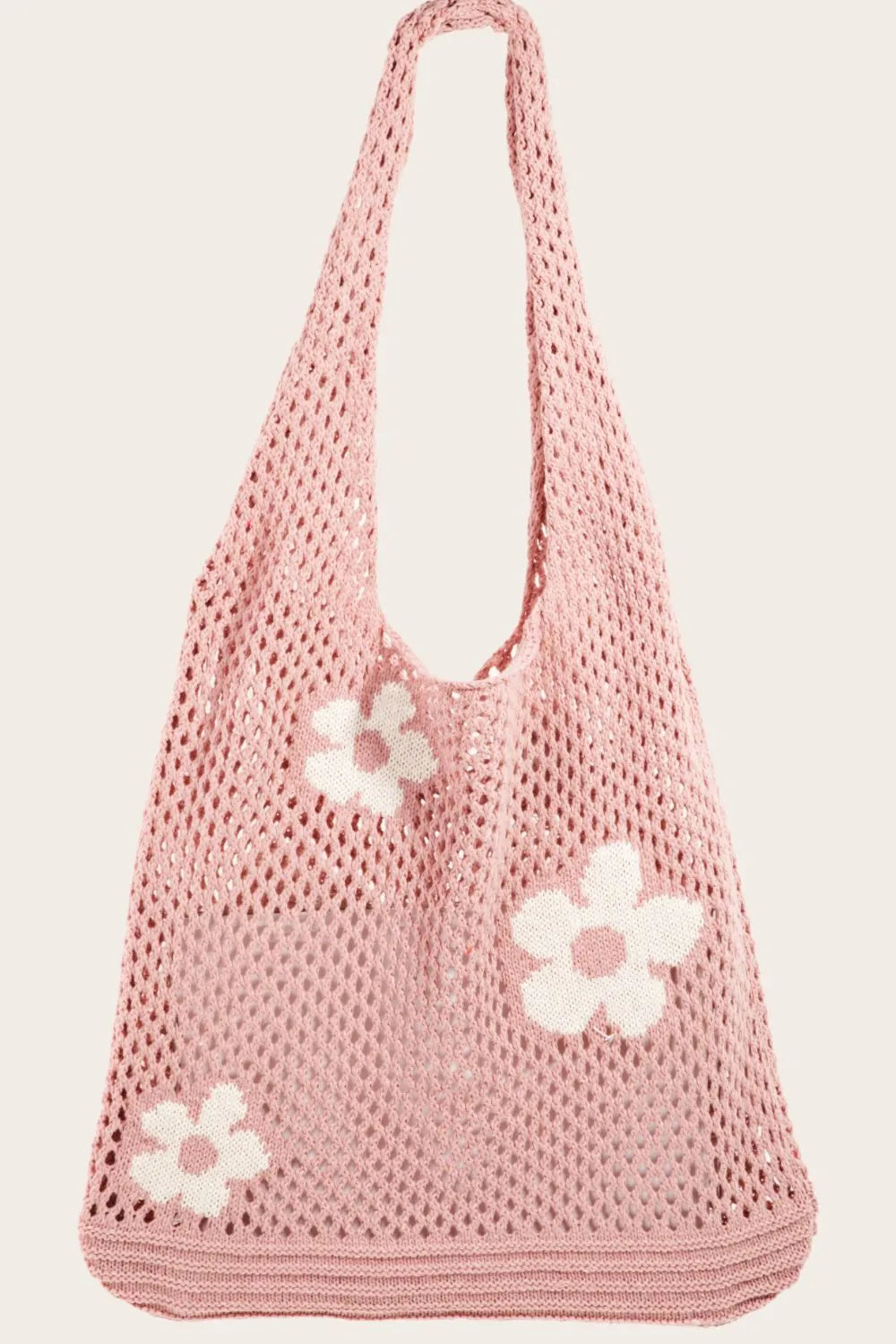 Fame Accessories Bags Dusty Pink / One Size Fame Flower Knitted Shoulder Bag