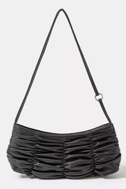 Fame Accessories BK / one size Fame Segmented Pleated Faux Leather Hand Bag