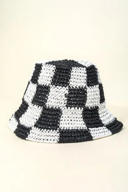Fame Accessories Black / One Size Fame Checkered Pattern Knit Bucket Hat
