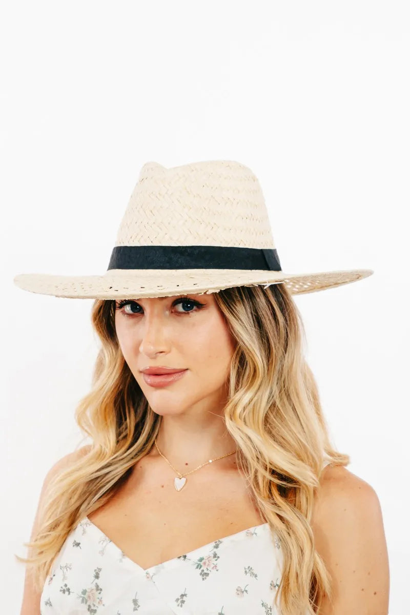 Fame Accessories Fame Basket Weave Straw Sun Hat