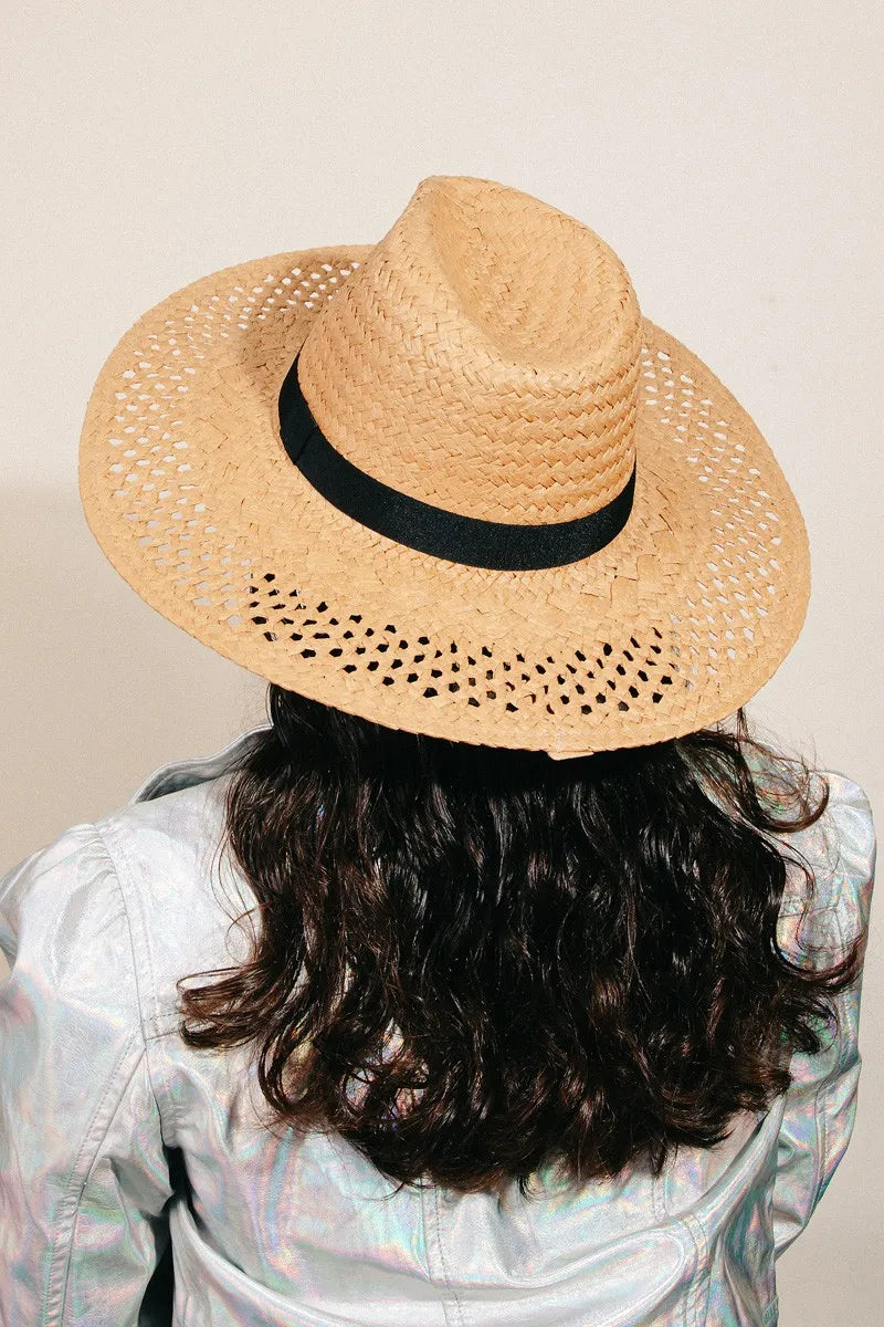 Fame Accessories Fame Basket Weave Straw Sun Hat