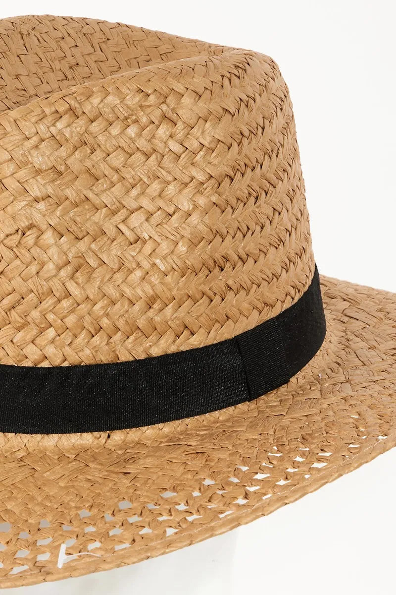Fame Accessories Fame Basket Weave Straw Sun Hat