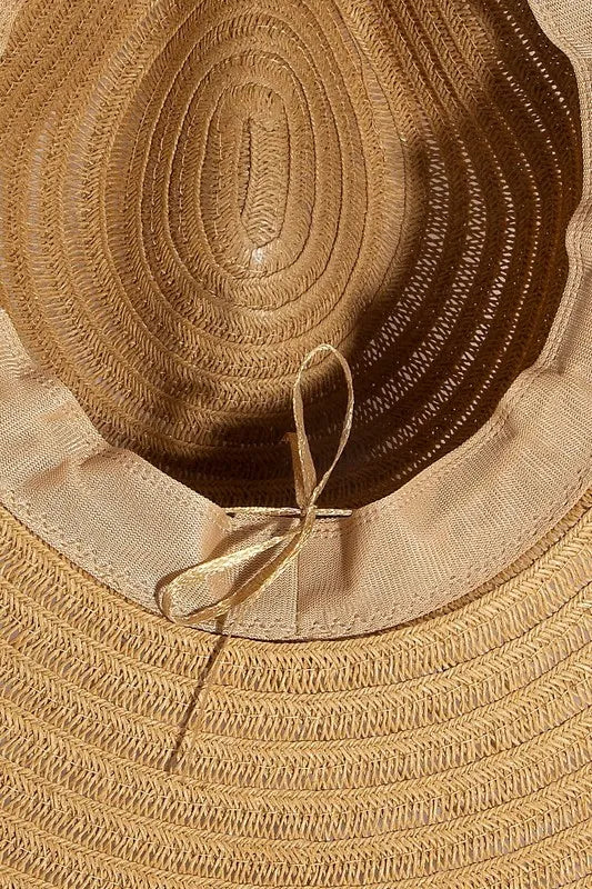 Fame Accessories Khaki / One Size Fame Shell Beaded Wide Brim Straw Hat