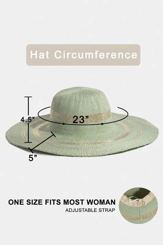 Fame Accessories Sage / One Size Fame Metallic Accent Trim Floppy Sun Hat