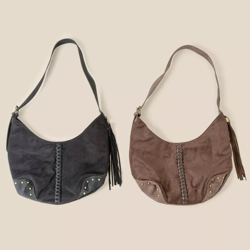 Fame Accessories Shoulder Bags BK / One Size Fame Braided Detail Hobo Shoulder Bag