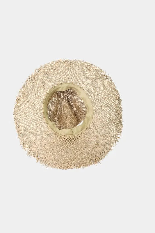 Fame Accessories Tan / One Size Fame Fringe Edge Straw Braided Western Fedora Hat