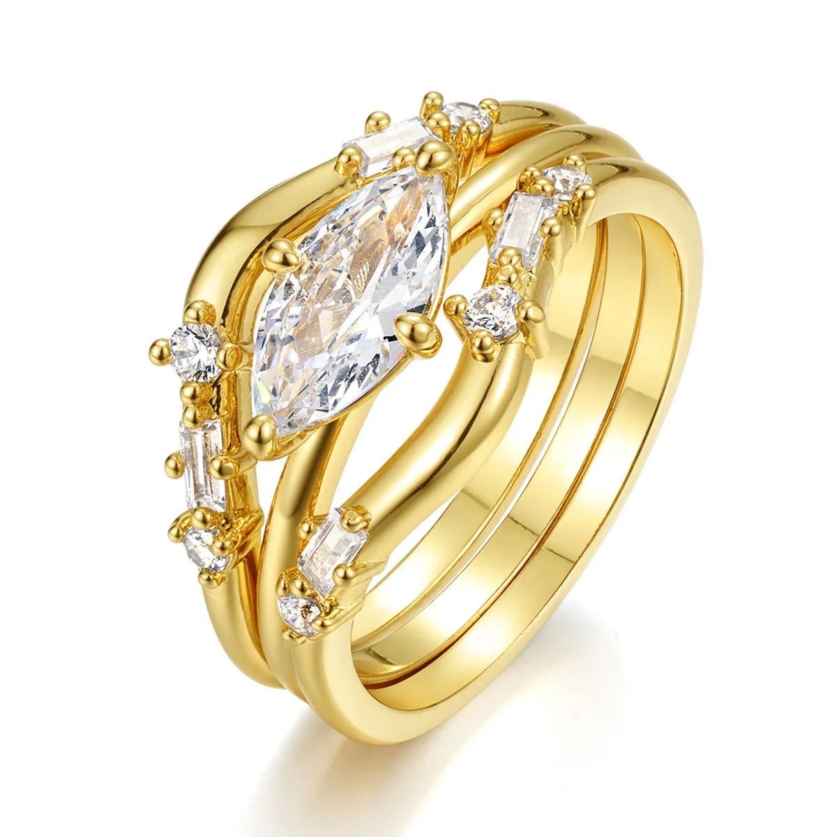 Fashorio 1 Carat Moissanite 925 Sterling Silver 3pcs Ring Set