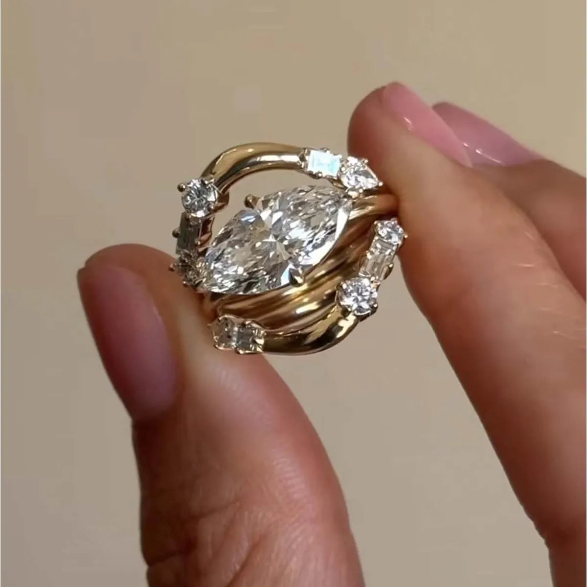 Fashorio 1 Carat Moissanite 925 Sterling Silver 3pcs Ring Set