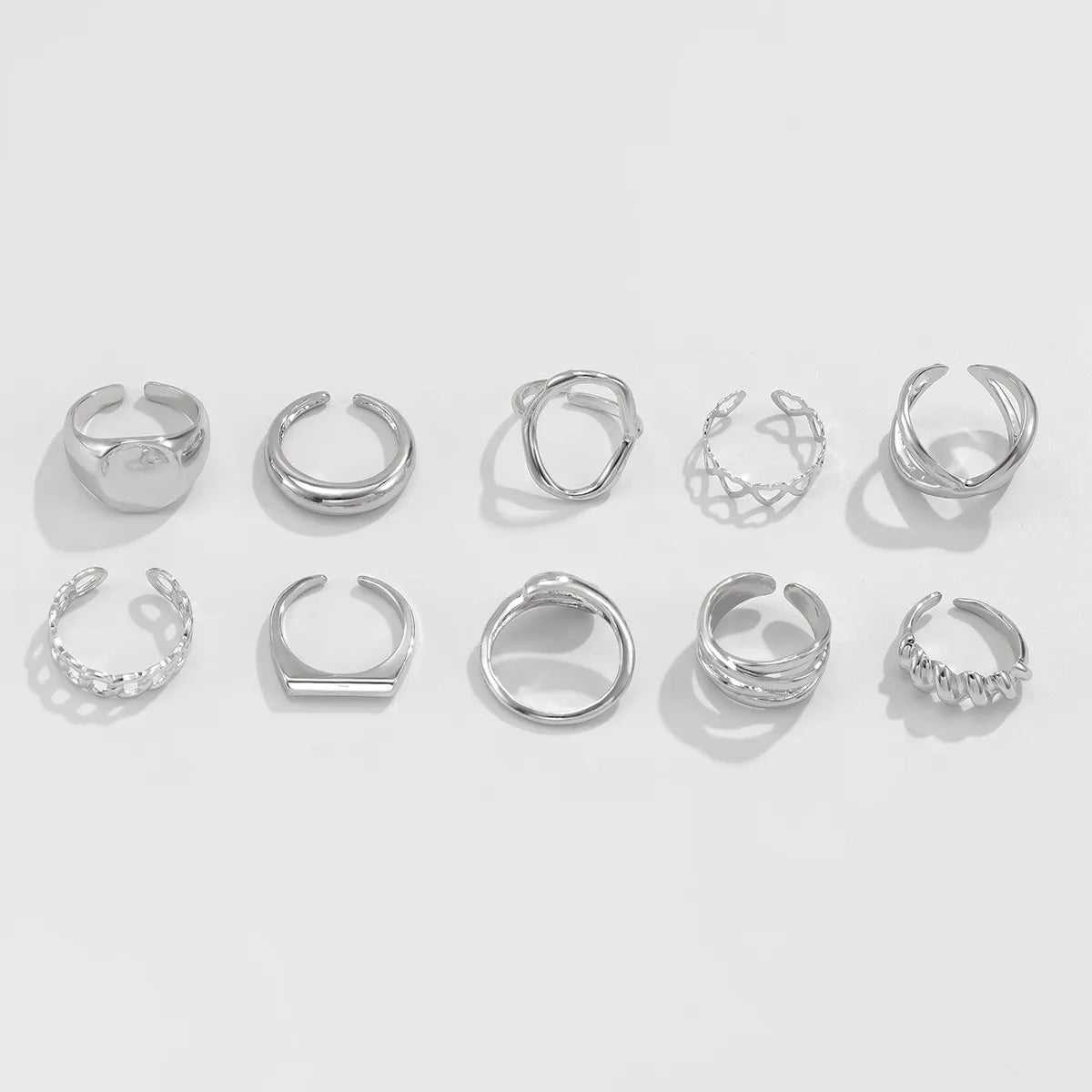 Fashorio 10-Piece Alloy Geometric Ring