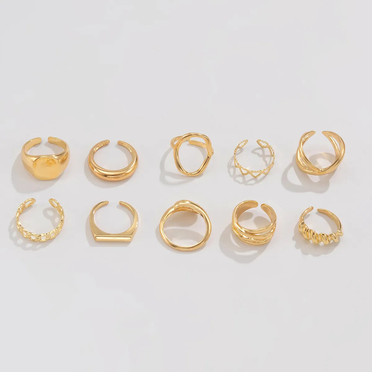 Fashorio 10-Piece Alloy Geometric Ring